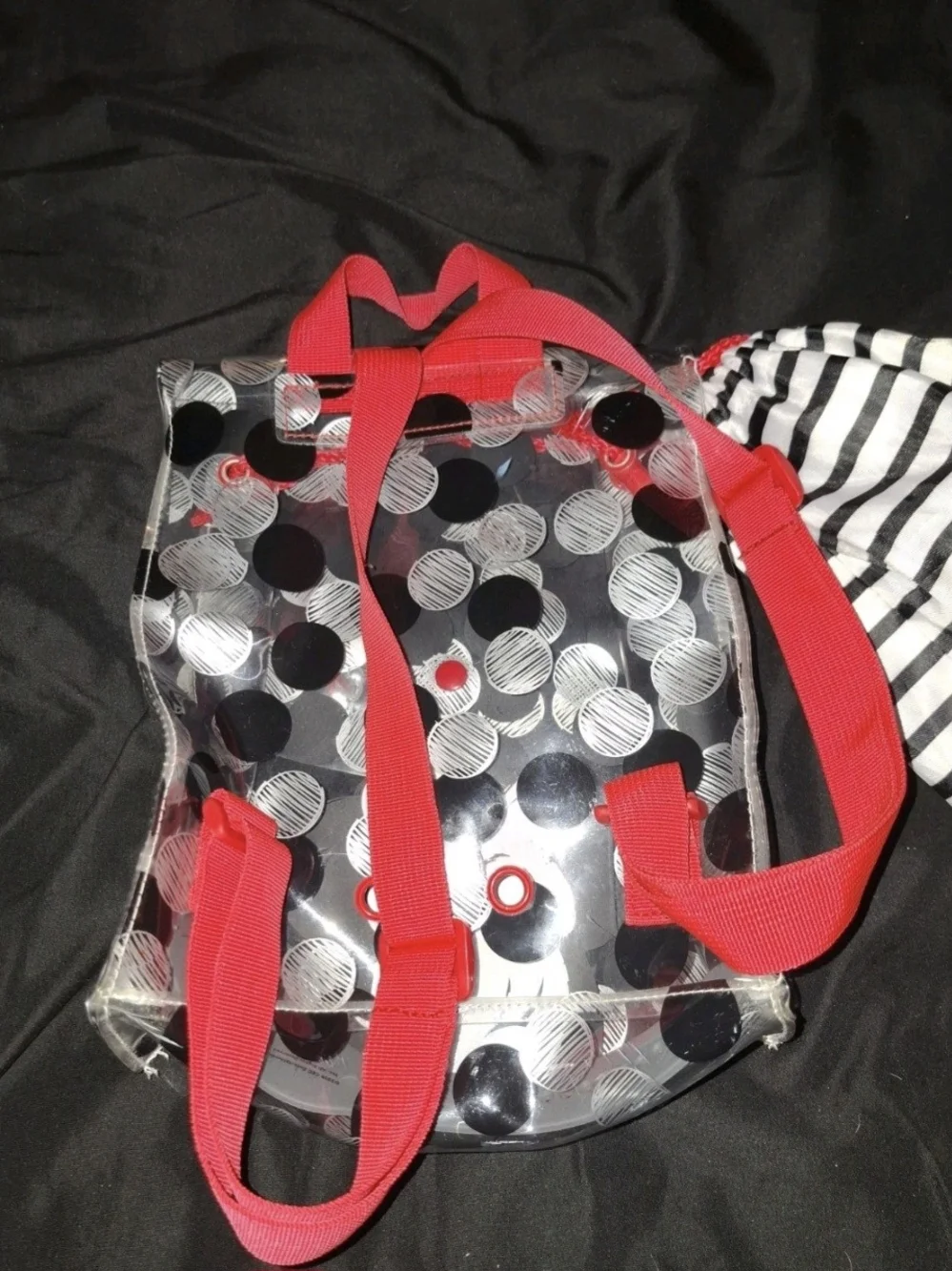 Disney Minnie Mouse Clear Backpack with Red Bow and Black Polka Dots